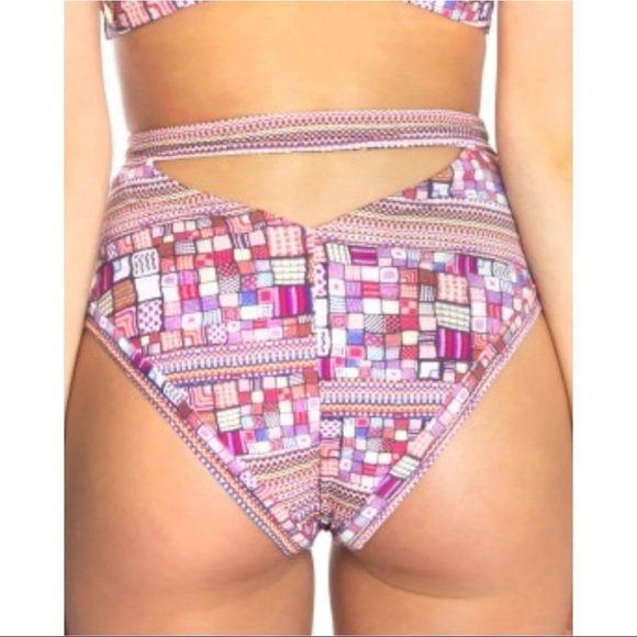 Nwt Sunseeker Australia Bikini Swim Halter Lace Up Top Cutout High Waist Bottoms - Picture 3 of 12